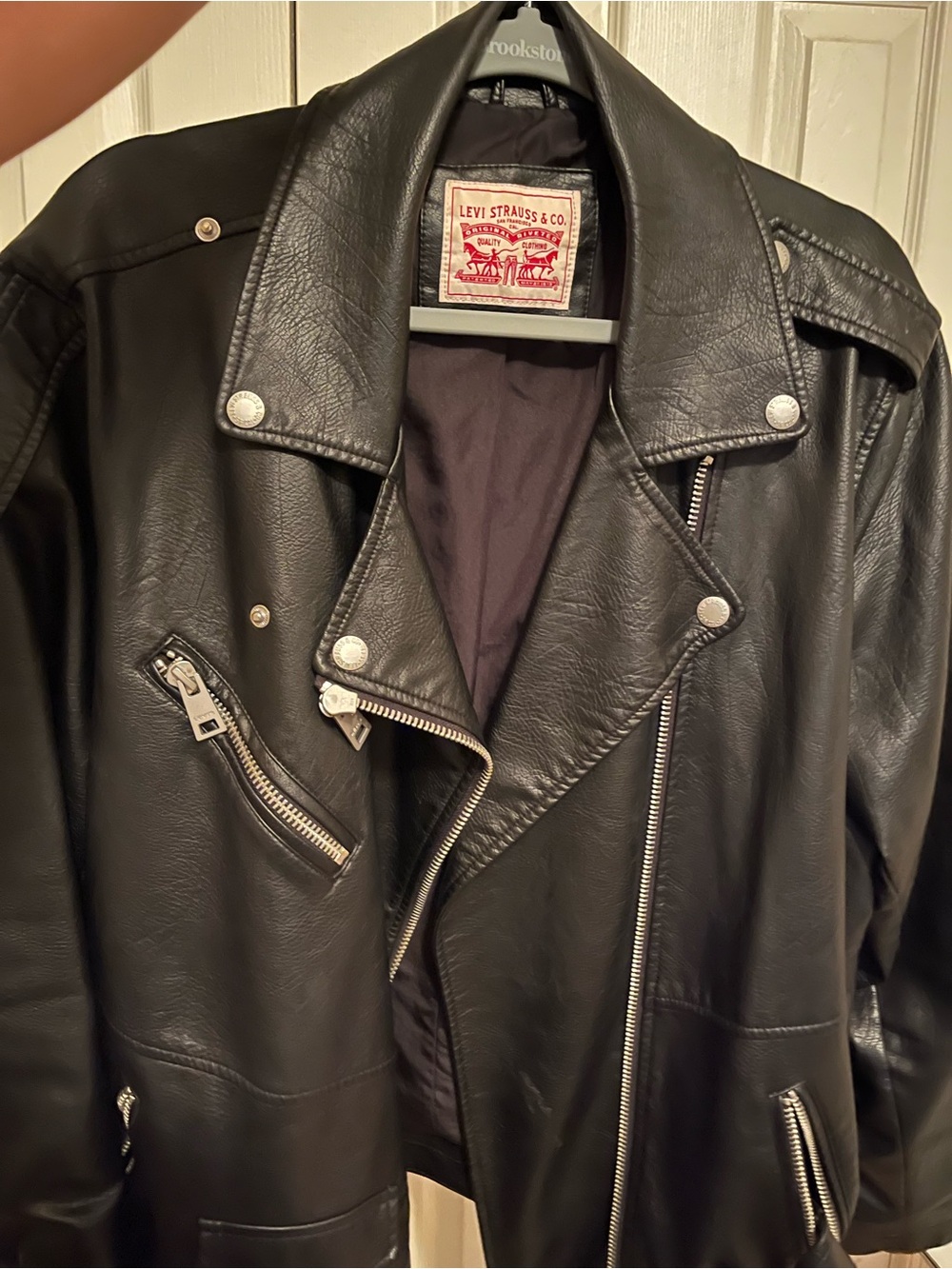 Levi's Black Leather Moto Bomber Jacket